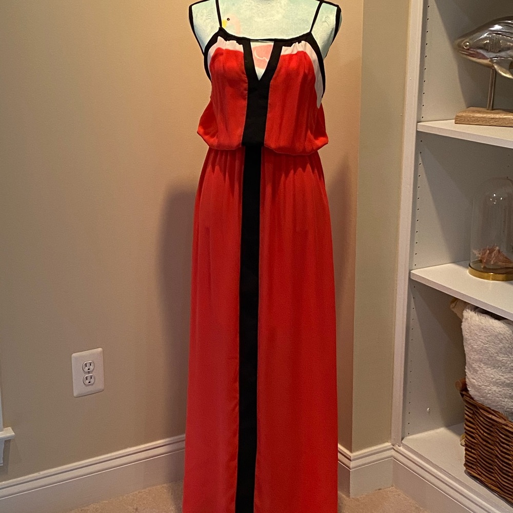 Dark orange black and white maxi!